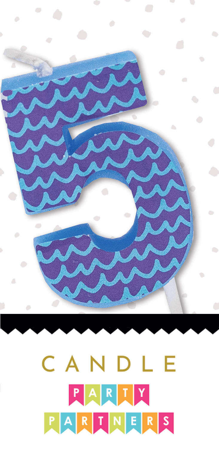Number 3 candle decal for candles from Party Partners, featuring a white numeral decal on a clear backing.